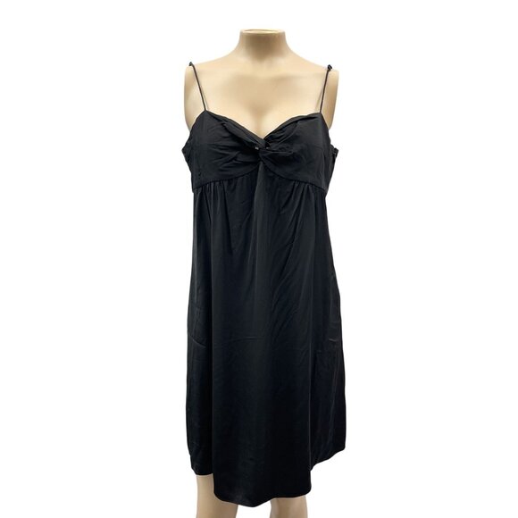 Theory Selby Black Empire Waist Cocktail Dress Twist Front Strappy Womens 8 - Picture 1 of 12